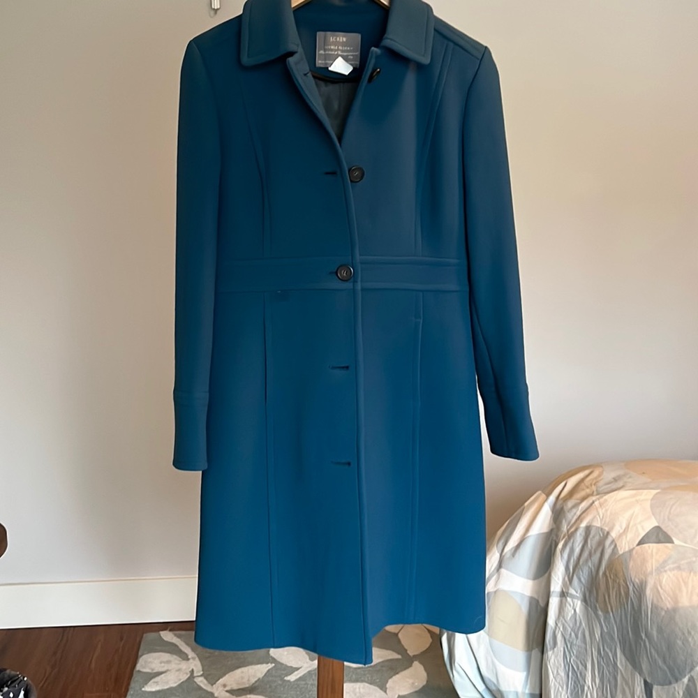 J.Crew Double Cloth Pea Coat in Stunning Peacock Color